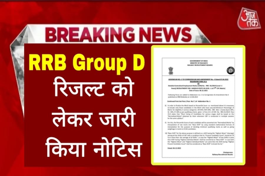 RRB Group D Result Notice 2022